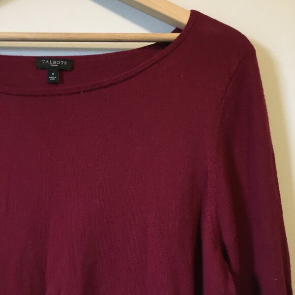 Talbots Flare Sleeve Cashmere Blend Burgundy Sweater - Picture 5 of 15